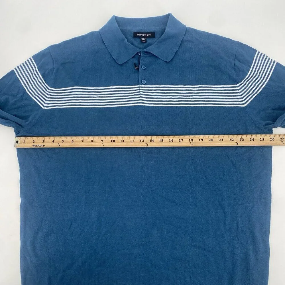 DSTRCT&ROW Mens Size XXL Sweater Collared Blue Stripe Pullover Stitchfix